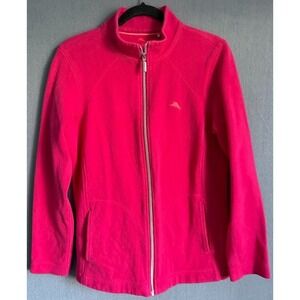 Tommy Bahama Jacket Women  Large‎ Pink Full Zip Cotton Blend Knit Long Sleeve